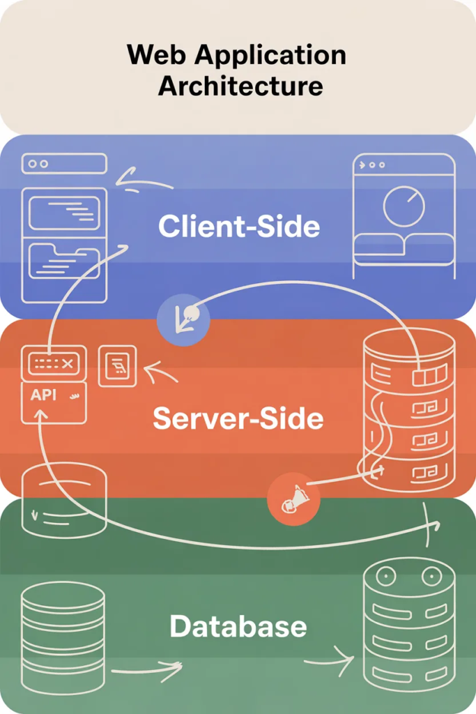 Web app architecture diagram with three layers
